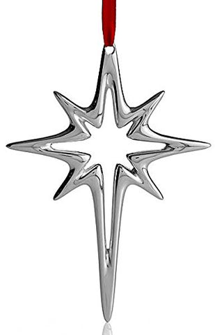 Star Ornament, 3" W x 4.5" H,  Silver Plate