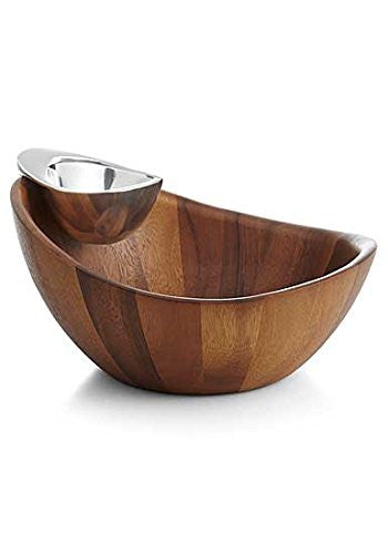 Harmony Chip & Dip, 12" D x 6.5" H, Wood / Alloy