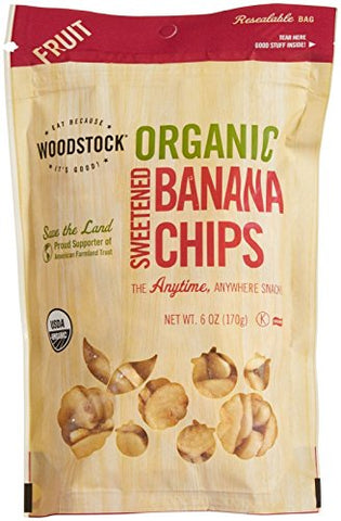 WOODSTOCK Commodities - Organic Banana Chips, Sweetened 6oz