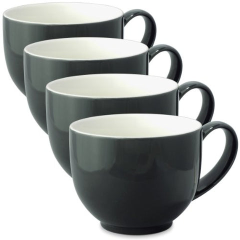 Q Tea Cup with Handle 10oz, 4 pc pack (brown box)- Black Graphite