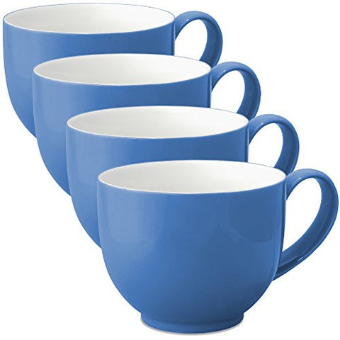 Q Tea Cup with Handle 10oz, 4 pc pack (brown box)- Blue