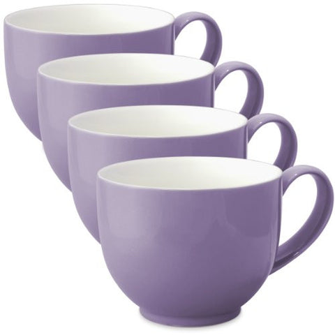Q Tea Cup with Handle 10oz, 4 pc pack (brown box)- Purple
