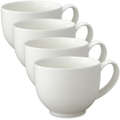 Q Tea Cup with Handle 10oz, 4 pc pack (brown box)- White