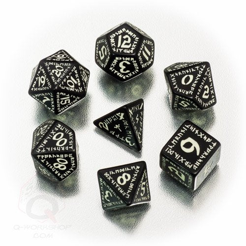 Runic - Black & glow-in-the-dark Dice Set (7)