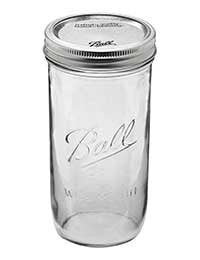 Ball Jar with Lid and Band - Pick Your Size and Color (Clear, Wide Mouth Pint & Half - 24 oz.)