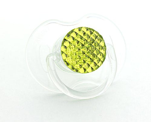Neon Yellow Quilted Crystal Bling Pacifier, Symmetric Newborn