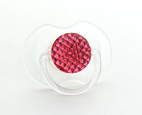 Neon Pink Quilted Crystal Bling Pacifier, Symmetric Newborn