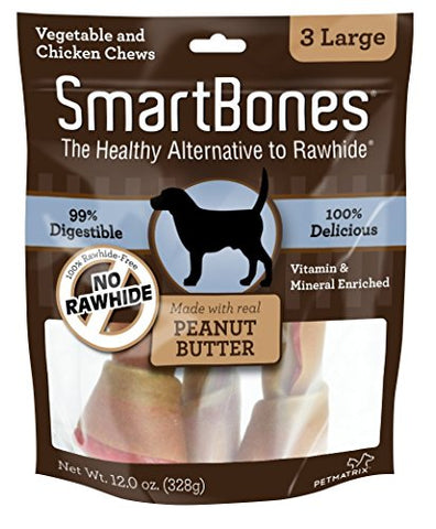 SmartBones Vegetable and Chicken Chews, Peanut Butter, Large, 3 Pack