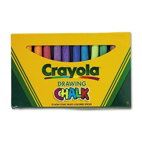 12 Sticks Colored Art Chalk, Assorted Colors - Sleeve Pkg