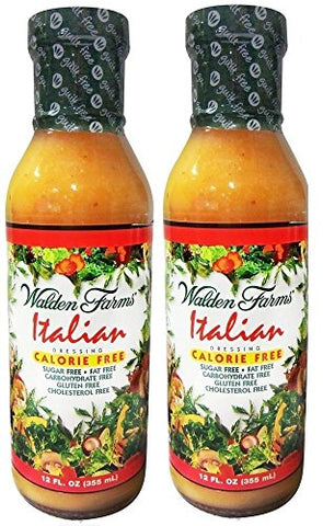 Walden Farms Italian Dressing, 12 oz. Bottle, Fresh and Delicious Salad Topping, Sugar Free 0g Net Carbs Condiment, Smooth and Tangy, 2 Pack