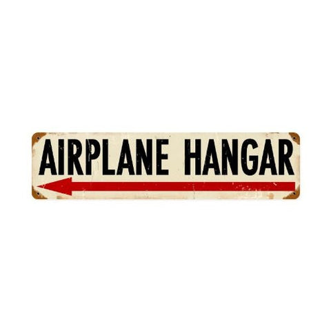 Airplane Hangar Left Vintage Steel Sign