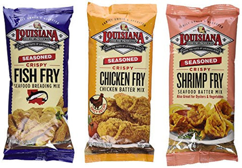 Seasoned Fish Fry 10oz, Chicken Fry 9oz and Seasoned Shrimp Fry 10oz