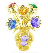 Gold Plated Free Standings 5 Flowers in Vase on Stand