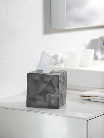 Crinkle Cube Tissue Holder, Graphite