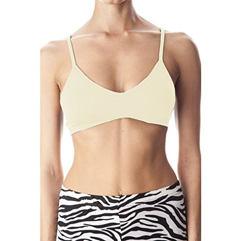 Seamless Plunging V-Neck Sport Bra - Ivory, One Size