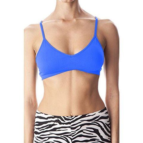 Seamless Plunging V-Neck Sport Bra - Turquoise, One Size