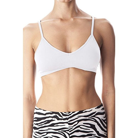 Seamless Plunging V-Neck Sport Bra - White, One Size