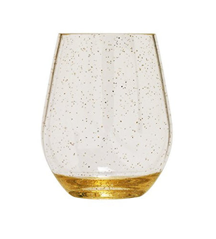 Tritan Sparkle 16 oz Stemless Wine Glass -Gold