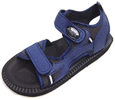 Men's Adjustable Velcro Strap Sandals Slippers - BLACK / BROWN / NAVY BLUE (12, Navy Blue)