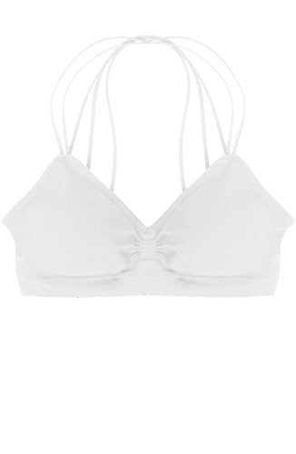 Seamless Strappy Back Halter Bralette - White (One Size)