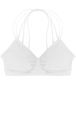 Seamless Strappy Back Halter Bralette - White (One Size)