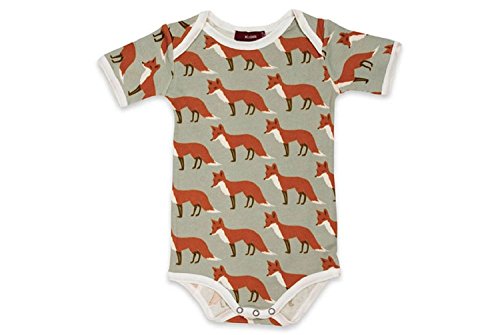 Short Sleeve One Piece, Orange Fox,- 12-18M