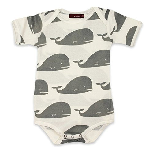 Short Sleeve One Piece, Gray Whale- 12-18M