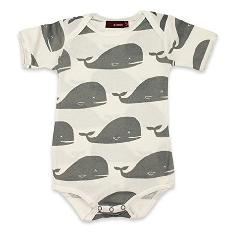 Short Sleeve One Piece, Gray Whale- 12-18M