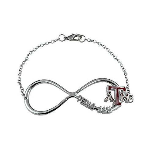 Infinity Bracelet, Texas A&M, Bracelet 8.5"L Charm 2.5" x 0.73"