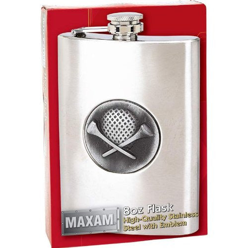 Maxam® 8oz Stainless Steel Flask with Golf Emblem