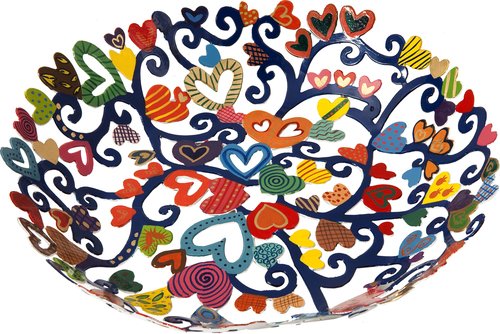 Bowl - Laser Cut - Hand Painted - Small - Hearts, 10x10x2 inch