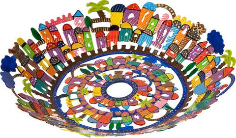 Bowl - Laser Cut - Hand Painted - Small - Flowers BOS-4, 10x10x2 inch