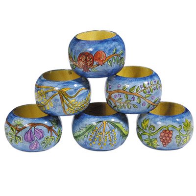 Napkin Rings - Set of 6 - The Seven Species, 2.3x1.4 inch