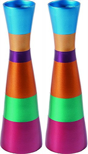 Candlesticks - Pair - Large - Anodize - Multicolor, 2.5x8.5 inch