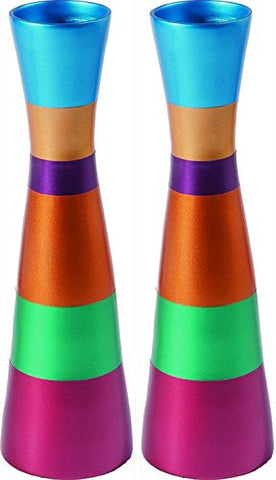 Candlesticks - Pair - Large - Anodize - Multicolor, 2.5x8.5 inch