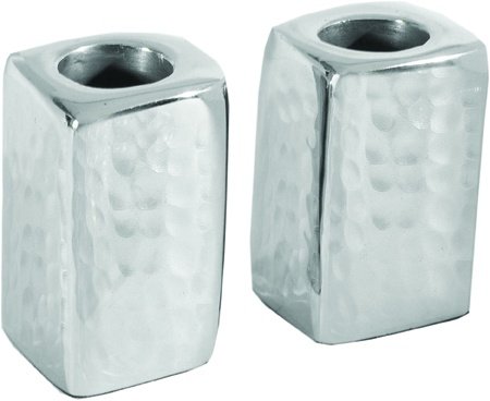 Candlesticks and Tray - Nickel - Silver, 1.5x1.5x2.6 inch