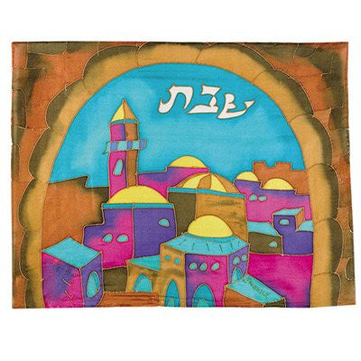 Silk Painted Challah Cover - Gate Color, 20x16 inch