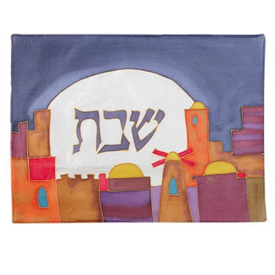 Silk Painted Challah Cover - Simple - The Windmill, 20x16 inch
