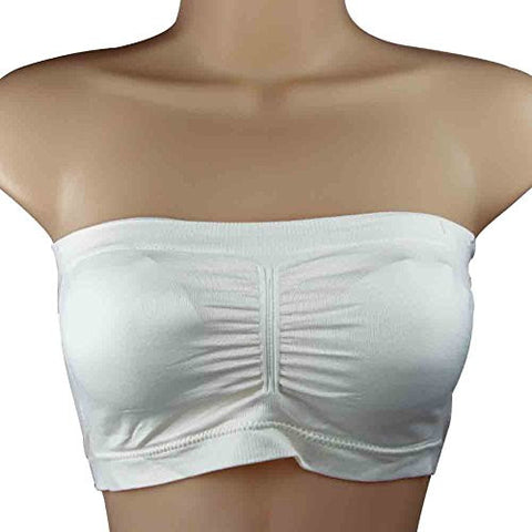 Lady's Stretchy Strapless Seamless Bandeau (White)