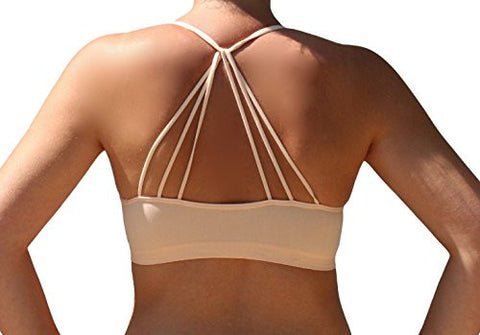 Seamless Strappy Back Halter Bralette - Dark Peach (One Size)