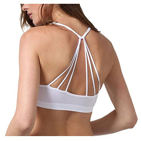 Seamless Strappy Back Halter Bralette - White (One Size)