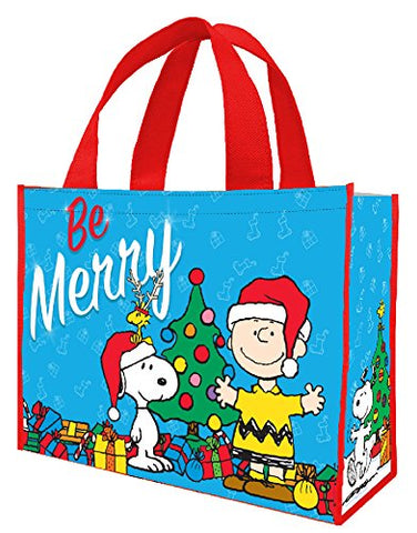 Peanuts "Be Merry" Large Gift Tote, 16" x 6" x 12"