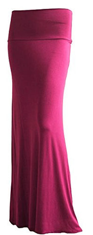 Azules Women'S Rayon Span Maxi Skirt - Solid (Magenta / Small)
