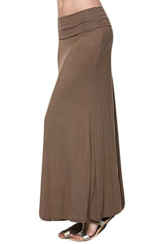 Azules Women'S Rayon Span Maxi Skirt - Solid (Coffee / Small)