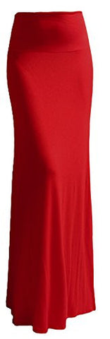 Azules Women'S Rayon Span Maxi Skirt - Solid (Ruby Red / Small)