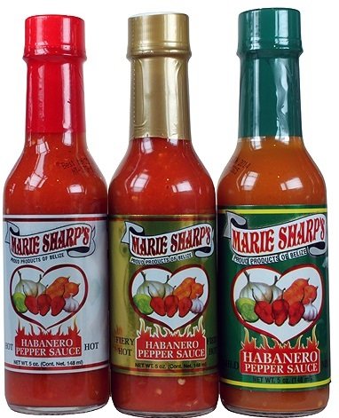 Marie Sharp's Mild Habanero Pepper Sauce 5 oz and Marie Sharp's Fiery Hot Habanero Hot Sauce 5 oz and Marie Sharp's Hot Habanero Hot Sauce 5 oz (not in pricelist)
