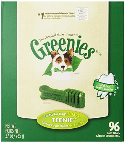 Greenies Canine Dental Chews, Treats For Dogs, 27 oz Canister Teenie 96 Count, New