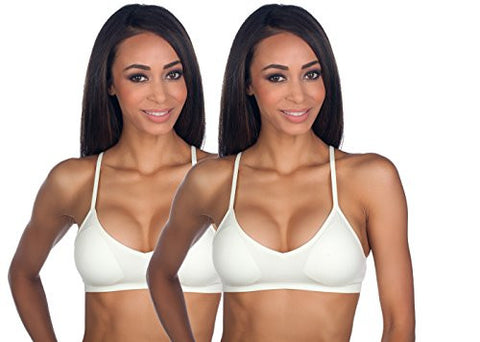 Seamless Plunging V-Neck Sport Bra - Ivory, One Size (Pack of 2)