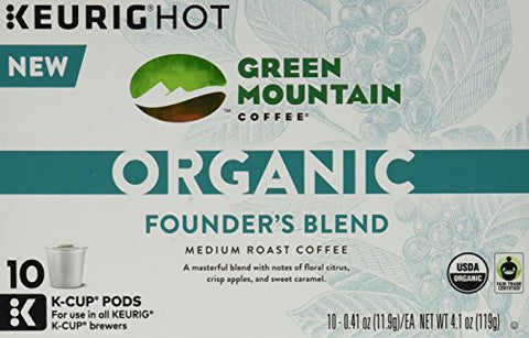 Green Mountain Coffee, Organics Founder’s Blend, k-cup, medium roast