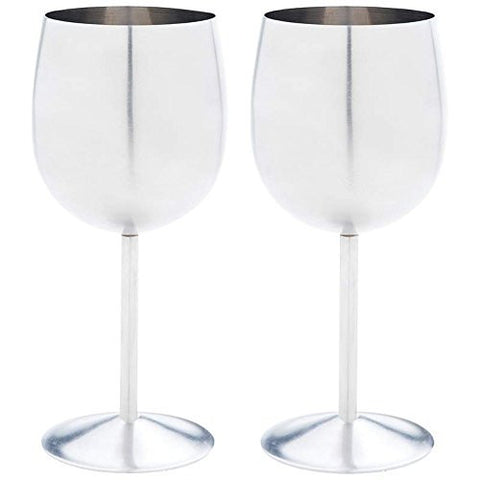 T304 Stainless Steel 2pc Wine Goblet Set